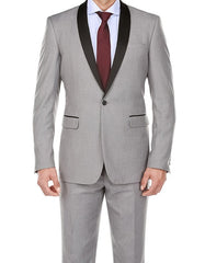 (42R, 50L) Gray 2 Piece Tuxedo Shawl Lapel Slim Fit