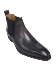 Men's Carrucci Burnished Calfskin Charcoal Slip On Cheap Priced Men's Dress Boot With jeans or Suit Best Fashion Dressy Leather Boot!