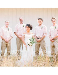 Men's casual groomsmen attire Any Color Shirt  + Pants + Belt Call to Place Color Of Your Choice