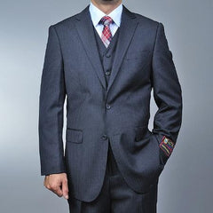 Men'S Charcoal Grey 2-Button Vested 2 Piece Suits - Two Piece Business Suits Suit