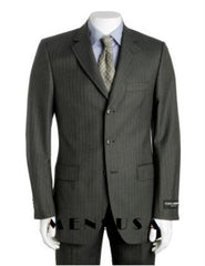 Dark Charcoal Gray Multi Pinstripe Available In 2 Or 3 Buttons Style Regular Classic Cut Super 120'S Pleated Pants