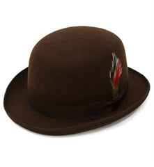 Mens Dress Hat Dress Formal Premium Brown Lined Wool Clockwork Classic Derby Hat