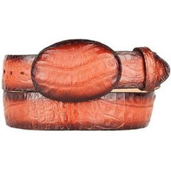 Men's Burnished Cognac Caiman Belly Skin Western Style Belt