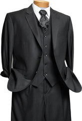 Men's 3 Piece Black On Black Shadow Stripe Tone on Tone Stripe ~ Pinstripe  Pattern  Italian Design Suit