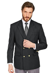 Slim Fit 4 buttons Style Men's Double Breasted Suits Jacket Fabric Blazer Sport Coat in Black or Navy Blue