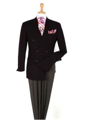 Men'S Double Breasted Suits Jacket Blazer Sportcoat Black Jacket