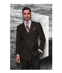 Statement Confidence Brown Double Breasted Men'S Wool Italian Design Suit