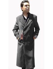 Men's Dress Coat Dress Coat Top Coat Buttons Closure Double Breasted Overcoat Charcoal Grey Full Length Maxi Coat