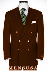 Men'S Double Breasted Suits Jacket Blazer Poly~Rayon With Best Cut & Fabric Sport Brown Jacket