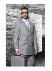 Statement Confidence Grey Double Breasted Men'S Wool Italian Design Suit