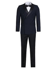 Double Breasted Tuxedo Mens Slim Fit Double Breasted Suits Navy And Black Tuxedo Flat Front Pants