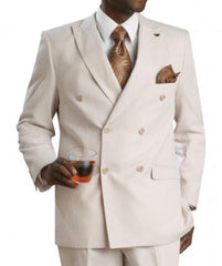 Men's Suit Double Breasted Suits Seersucker Sear sucker suit- Tan ~ Beige  Suit