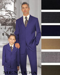 Dark Blue Classic Tailored Clothing Matching Set For Both Father And Son