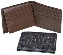 Men'S Genuine Exotic Animal Skin Ferrini Genuine Hornback Crocodile Card Holder Wallet In Black & Brown