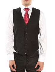 Men's Black 5 ButtonClassic Fit Fully Lined Vest