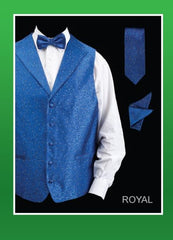 Men's 4 Piece Groomsmen Dress Tuxedo Wedding Dress Tuxedo Wedding Vest ~ Waistcoat ~ Waist coat Set (Bow Tie, Neck Tie, Hanky) - Lapelled Groomsmen Vest ~ Waistcoat ~ Waist coat  Royal Blue  -Men's Neck Ties - Mens Dress Tie - Trendy Mens Ties