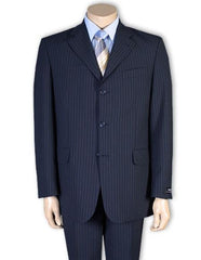 Cheap Priced Men'S Dress Suit For Sale Normal Pinstripe 2or3or4 Button Style Light Weight On Sale Dark Blue Suit