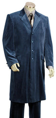 Mens Zoot Suit Mens 4 Button Fashionable Long Suit Dark Navy