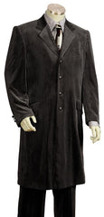 Mens Zoot Suit Mens 4 Button Shiny Black Suit 45'' Long Jacket EXTRA LONG JACKET Maxi Very Long