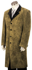 Men's High Fashionable 4 Button Long Zoot Suit Taupe