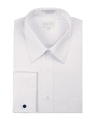 White Pointed Collar French Cuff Men'S Dress Shirt