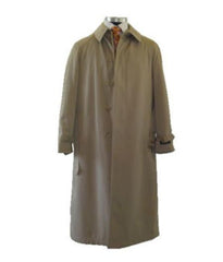 Men’s Dress Coat Tan 5 Button Front Full Length Raincoat