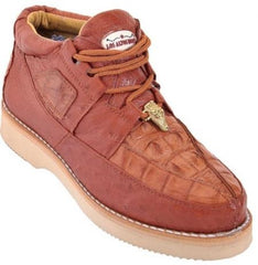 High Top Exotic Skin Authentic Genuine Skin Italian Tennis Dress Sneaker Shoes For Men Los Altos Cognac Genuine Crocodile ~ World Best Alligator ~ Gator Skin With Smooth Ostrich Casual Shoes Mens Ostrich Skin Shoes