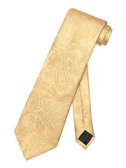 Men's Gold Paisley Pattern Polyester Neck Tie - Men's Neck Ties - Mens Dress Tie - Trendy Mens Ties