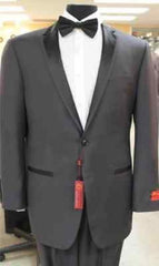 Grey~Gray 2 button  collar or Formal Suit & Dinner Jacker or Blazer with Black Edge Trim  Fashion Tuxedo For Men