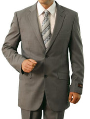 Men's Light Grey 2 Button Front Closure Slim Suit