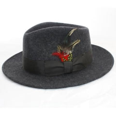 Mens Dress Hat Mens Grey Wool Banded Fedora Hat