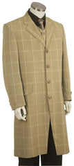 Men's Plaid ~ Windowpane Fashion Zoot Suit Khaki ~ Tan ~ Beige