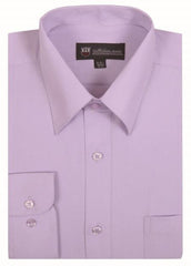 Plain Solid Color Standard Cuff Traditional Lavender Men's Dress Shirt