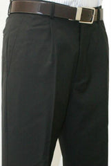 Men's Black Single Pleated Dress Pants Roma Medium