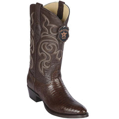 Los Altos Boots - Mens Dress Cowboy Boot - Low Priced Lizard Teju R-Toe Brown Cowboy Boots- in Brown