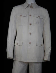 Men's Beige Victorian Stripes Walking Outfit