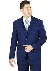 Men's Wedding - Prom Event Bruno 3 Piece Cobalt Blue Side Vents Suit