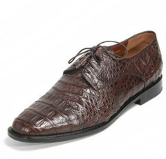 Brown Dress Shoe Mens Los Altos Genuine Caiman Belly Five Eyelet Laces Brown Shoes