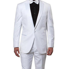 (38R, 40R, 42R, 44S) Slim Fit 2 Piece White Tuxedo