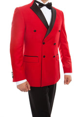 (42S, 48L) Slim fit Double Breasted Red Tuxedo