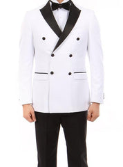 (38R, 40S) Slim fit Double Breasted White Tuxedo