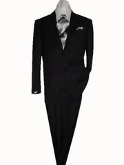 Mantoni Suit - Signature Menswear Wool Fabric SuitsOutlet - Brand Men's 2 Button Suit Black- High End Suits - High Quality Suits