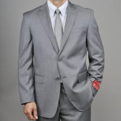 Mantoni Suit - Signature Menswear Wool Fabric SuitsOutlet - Brand Grey 2-button Suit - High End Suits - High Quality Suits