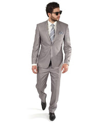 Mens Silver Suit Silver Grey Slim Fit Men 2 Button Double Vented Suit - Dress Suit For Men