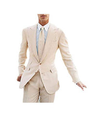 Men's Beige Two Buttons Beach Wedding Attire Menswear
