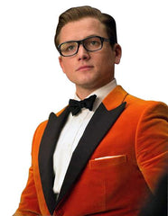 Alberto Nardoni Brand Orange Velvet Tuxedo Blazer - Sport Coat~ Sport Coat Jacket Tuxedo With Black Lapel  + Black Pants