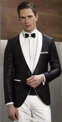 Single Button Black and White Lapel Shawl Lapel Dinner Jacket Blazer Sport Coat for Men Fashion Tuxedo For Men