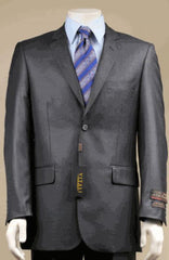 Big And Tall Size 56 To 72 2-Button Suit Textured Patterned Sport Coat Fabric Charcoal Gray