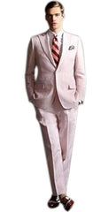 Men'S High Fashion Two Buttons Pink Suit