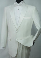 Single Breasted 2-Button Jacket Tuxedo Suit Off White ~ Cream ~ Ivory + Matching pants